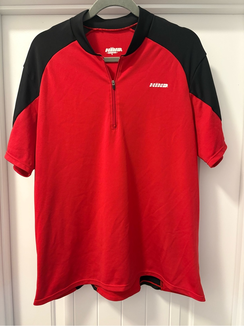 HIND Men’s Red & Black Athletic Zip Polo Size Large